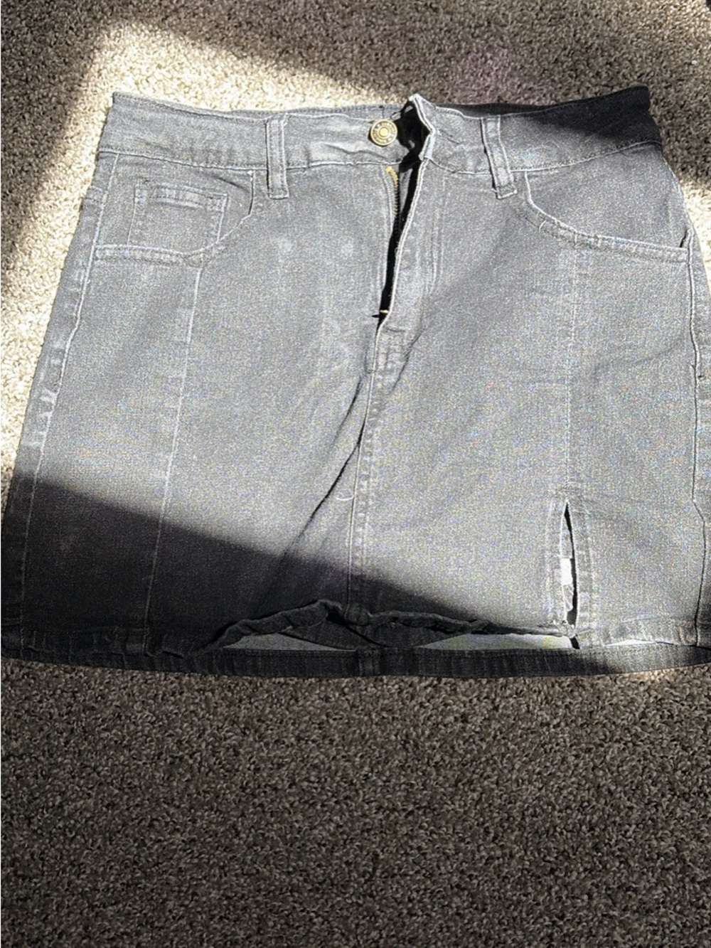 Dark Gray Denim Mini Skirt